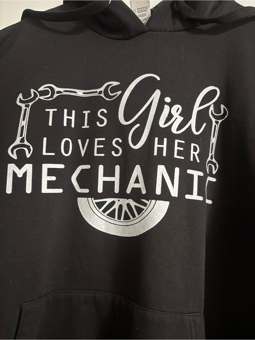 Black "This Girl Loves Her Mechanic" Pullover Hoodie